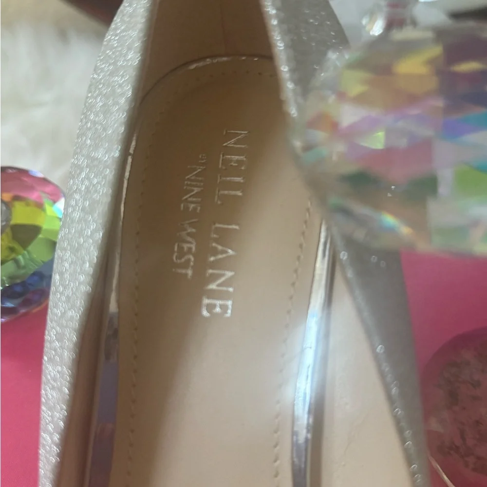 Nine West Sparkling Silver Heels with Rhinestones - Picture 7 of 10